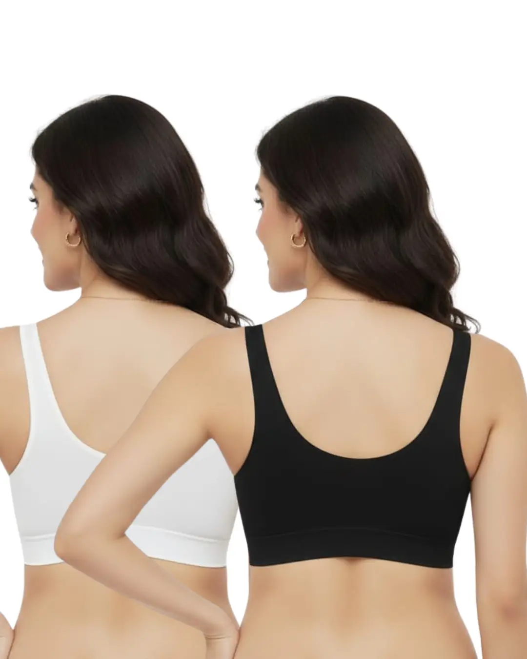 Pack of 2 Women’s Cotton Stretch-Fit Sports Bras — Wire-Free, Non-Padded, Free Size for Daily Comfort - প্যাডেড ব্রা - Image 2